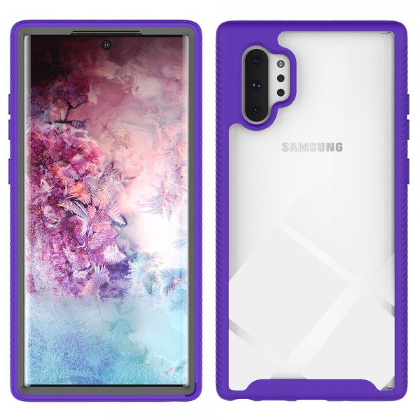 Wholesale Galaxy Note 10+ (Plus) Clear Dual Defense Hybrid Case (Purple)